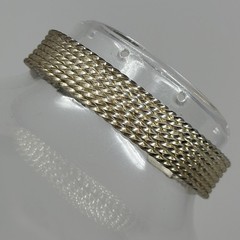 Vintage Bohemian Sterling Silver 925 Italy Woven Open Cuff Bracelet 7.75” 25g