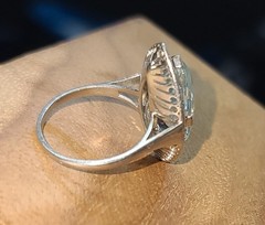 Vintage Platinum Engagement Ring 5.50ct.Natural Sky Blue Marquise Aquamarine
