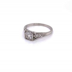 Vintage Art Deco Round Cut Lab Created Diamond Wedding 14K WhiteGold Filled Ring