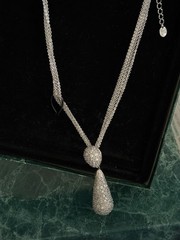 Suzanne Somers 2002 HSN Sterling Silver Multi-strand Clr CZ Large Drop Pendant