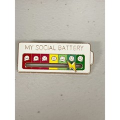 3X Sliding Social Battery Mood Tracker Enamel Pin Adjustable Energy Brooch