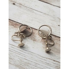 Vintage Screw On Earrings – Gold Tone Circle & Ring Dangle