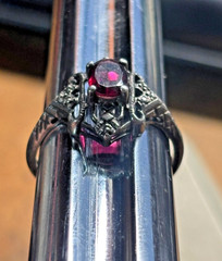 Vintage AVON NV Nevada Silver 925 AMETHYST Ornate Filigree GOTHIC RING sz 8