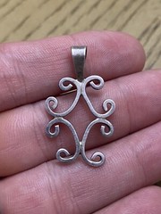 Vintage Designer Kausana MEXICO 925 Sterling Silver Open Design Slide Pendant