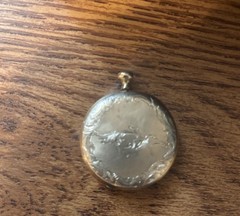 Vintage very old Round Photo Locket Pendant Gold Tone Hinged with two old photos