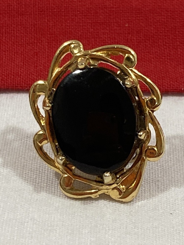 Vintage JJJ Signed 1/20 12k G.F. Gold Filled Black Onyx Mens Tie Tac or Pin