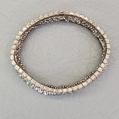 Vintage Rhinestone Bracelet Clear Glass Expandable Cup Chain