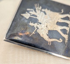 1930s Siam Sterling Elephant Brooch Niello 1 5/8″ Vintage C-Clasp Silver 14.5 gr