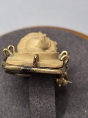 Rare Antique Lava Stone Cameo Left Facing Goddess 7/8″ Brooch Pin 4.4g Italia