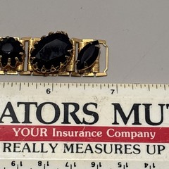 Vintage 1950’s Black Onyx Faceted Crystal Link Bracelet Fit a 6.5” Wrist. J-41
