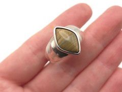 Vintage Sterling Silver Signed SHUBE Southwestern Style Jasper Tapered Ring sz 9