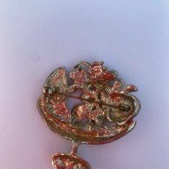 Vintage Fruit Bowl Brooch Apple Watermelon Grapes Gold Tone