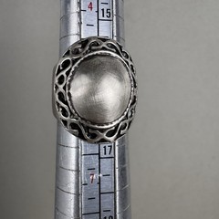 Vintage Sterling Silver 925 Oxidized Scroll Wide Oval Domed Signet Ring Size 5.5