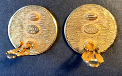 VTG 80s Statement Carol Lee Romanesque Coin clip on earrings Brushed Gold