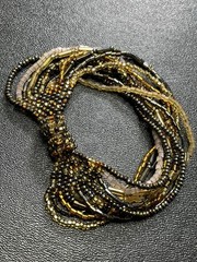 Vintage 7” Brown & Yellow Seed Bead Bracelet Magnetic Clasp