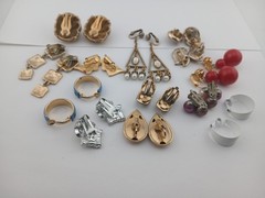 Vintage LOT of 13 assorted styles and materials clip-on earring pairs