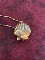 Vintage Calypso Studios Statement Seashell Watch Necklace. Gold Tone.