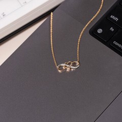 Elegant Infinity Heart Necklace 14K Yellow Gold Over 2.0 Ct Simulated Diamond