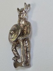 Sterling Silver ~ Viking Warrior Charm ~ Nordic ~ Nice AXE & SHIELD ~ VINTAGE