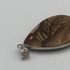 Natural Stone Teardrop Artisan Floral Tooled Bale Pendant Statement Piece