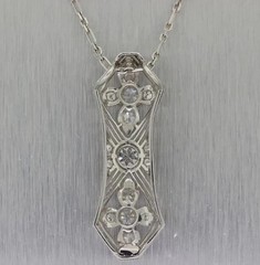 2Ct Art Deco Style Lab-Created Diamond Engagement Gift 14k White Gold FN Pendant