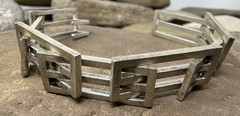 Mid Century Modernist Artisan Sterling Silver Rectangle Sculptural Bracelet 6″