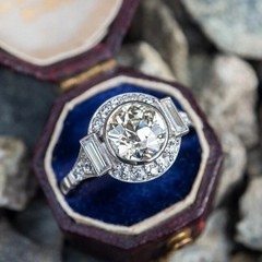 Vintage Art Deco Style Round Cut Lab Created Diamond Engagement 925 Silver Ring
