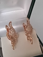 Vintage 1990-s 14 Ct Rolled Gold Zircons Earrings-Hallmarked 585 RG