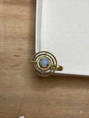 1950’s Mid Century Modern Gold Circle Target Rings Unk Stone Screw Earrings B6
