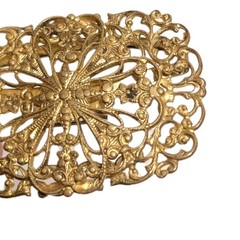 Antique Victorian Brass Sash Slide Buckle Art Nouveau Filigree Gilt Brass
