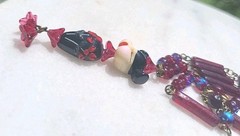SALE! GEISHA LAMPWORK ART GLASS PENDANT VTG GLASS BEAD WIRE NECKLACE SET OOAK