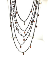 Liz Palacios SF Necklace Crystal Pearl 5 Strand 2.5*16*18 inches