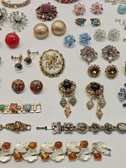 Vintage Rhinestone & Other Jewelry Lot Bracelets, Earring, Necklaces Etc.