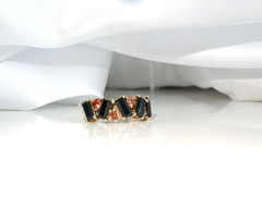 Sterling Silver 925 Gold on Art Deco Style Black Spinel Unique Ring Size 6