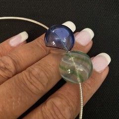 STUDIO ARTISAN HAND MADE ESTATE STERLING SILVER & HAND BLOWN GLASS NECKLACE 16”