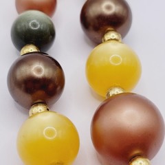 Autumn Colors Moonglow Lucite Bead Graduated Double Strand Vintage MCM Necklace