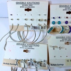 Lot Vintage Y2K Sensible Solutions Earrings Studs Hoops Nickel Free Deadstock
