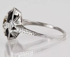 2.00Ct Art Deco Style Lab-Created Diamond & Sapphire Engagement Ring 925 Silver