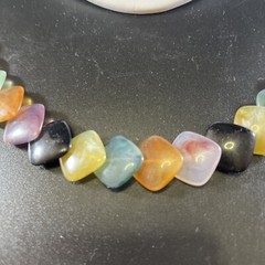 Vintage Lucite 20-Inch Necklace Square Beads Stacked Multicolored