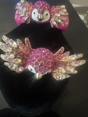 Betsey Johnson Hot Pink Owl Bracelet And Ring Set – Extremely Rare- G1
