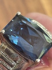 London Blue Topaz Sterling Silver Statement Ring-Emerald Cut Gemstone- Size 8.5