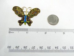 Vintage Gilded Sterling Silver Enameled Butterfly Pin or Brooch 3.8g 1.25 Inches