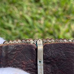 Antique Cut Steel Artisan Redesigned Shoe Buckle Clip On Thick Leather Bracelet