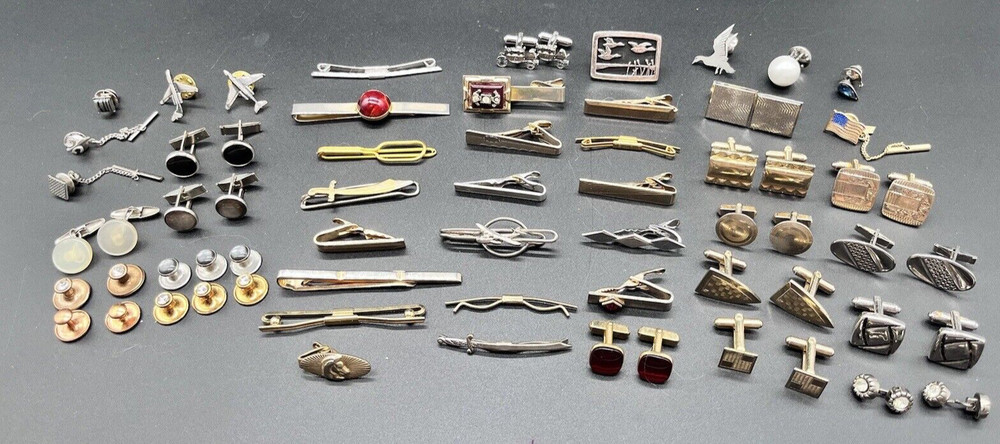 45+ Lot Vintage Cufflinks Tie Bars Tac MORE Swank Hickok Shields Sarah Coventry+