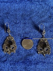 Vintage Estate Sterling Silver & Glass Handmade Chandelier Pierced Earrings Big