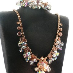Vintage Juliana D&E Rhinestone Crystal Cha-Cha Necklace & Bracelet Set