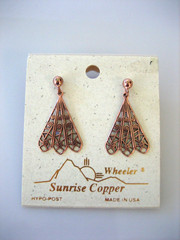 Wheeler Sunrise Copper Filigree Dangle Triangle Earrings