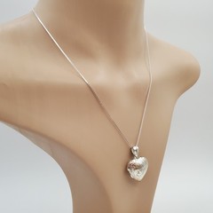 VTG 925 Heart Locket Necklace 18in Sterling Silver 6g Floral Etch Polished READ