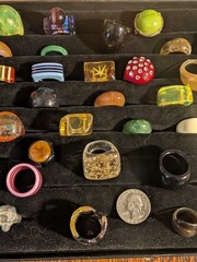 40+ Vintage Bakelite Lucite Etc plastic ring collection! Many sizes & designs!