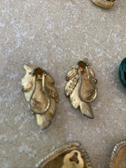 Costume Jewelry Vintage Clip On Earrings Stones Gold & Silver Tone 14 Pairs